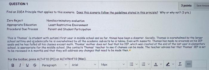 Save Answe QUESTION 1 3 points Find an IDEA