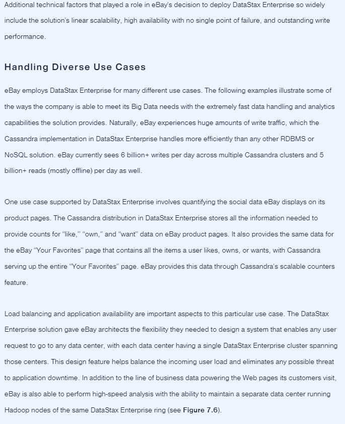 1 - Why did ebay need a big data solution? 2 -