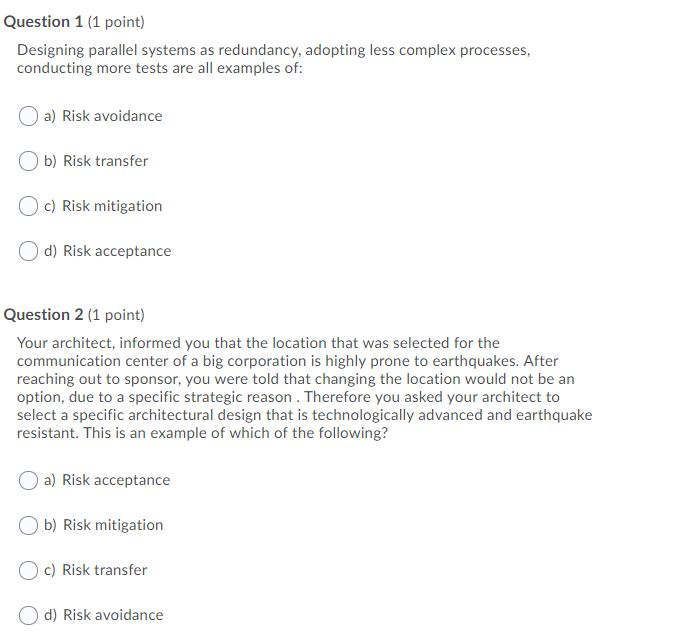 Question 1 (1 point) Designing parallel systems