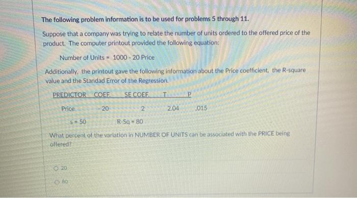 The following problem information is to be used