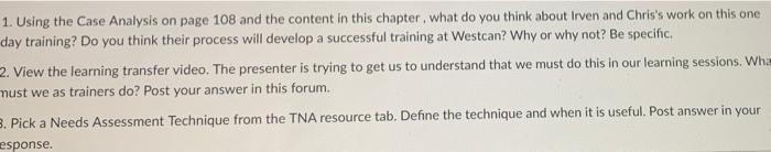 1. Using the Case Analysis on page 108 and the