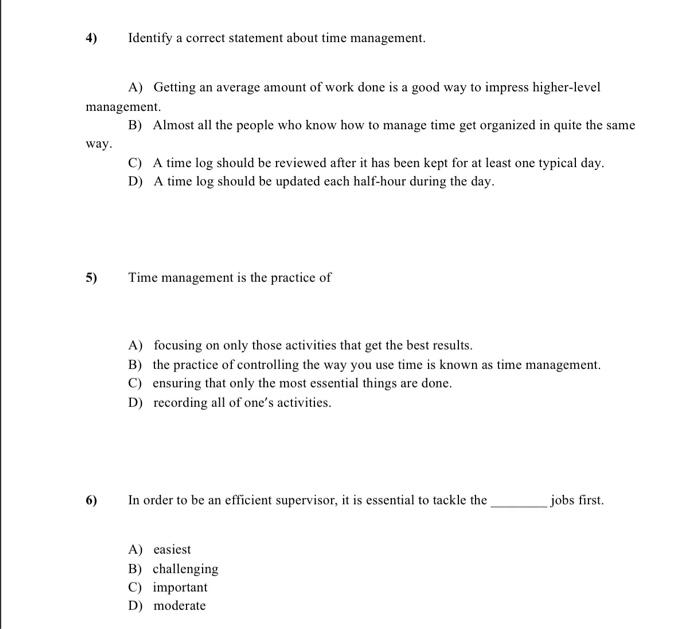 4) Identify a correct statement about time