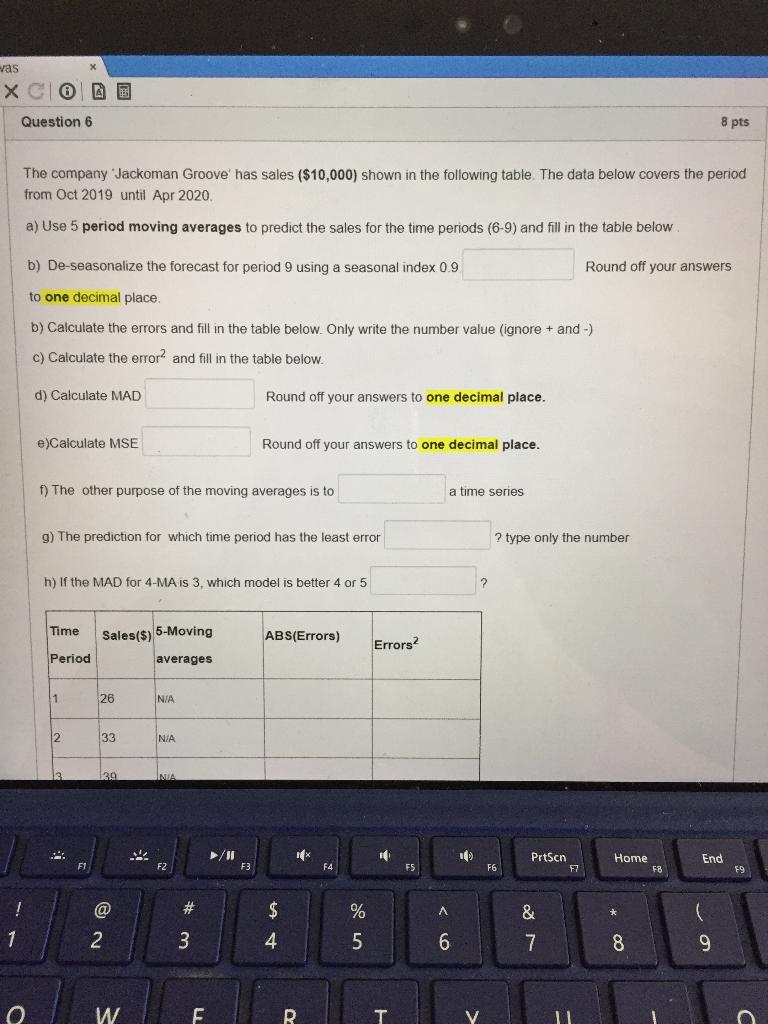 please help vas XC 6 2 7 Question 6 8 pts The