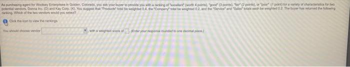 As purchasing agent for Wocher oder Credo, you