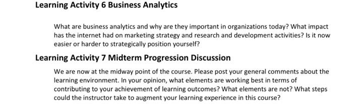 please answer both 6 and 7 . Learning Activity 6