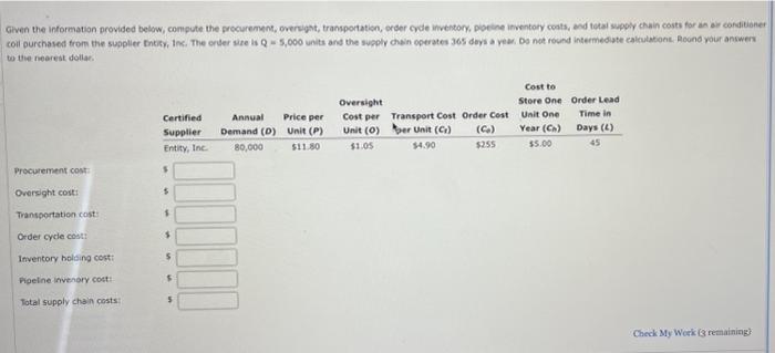 Given the information provided below, compute the