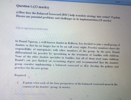 Question 1:(22 marks) a) How does the Balanced
