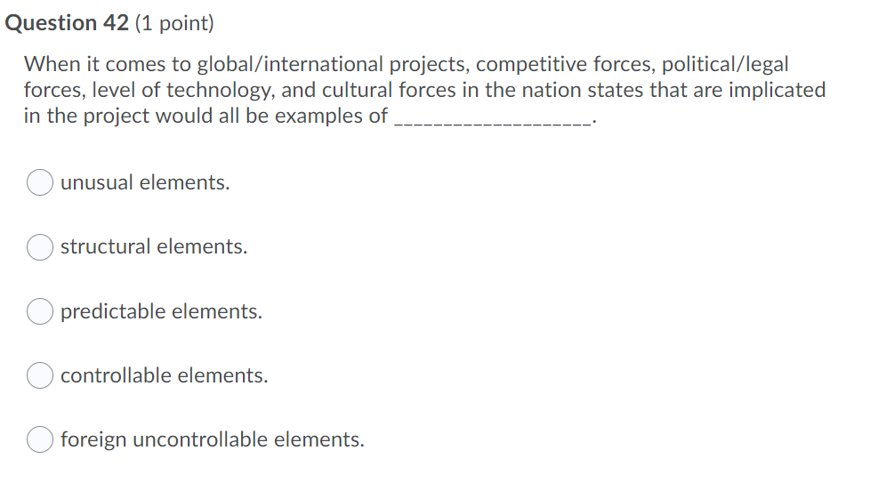 Question 42 (1 point) When it comes to