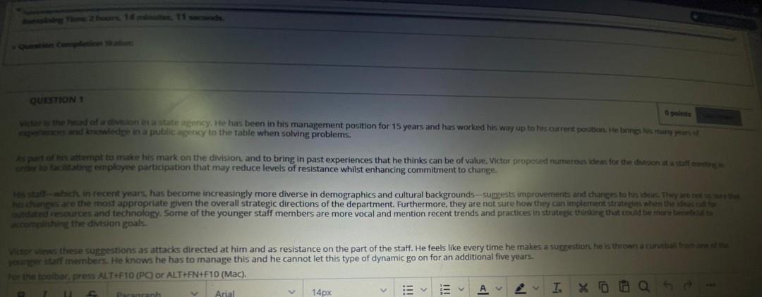 only q2 QUESTION 1 the dead on in a state agency.