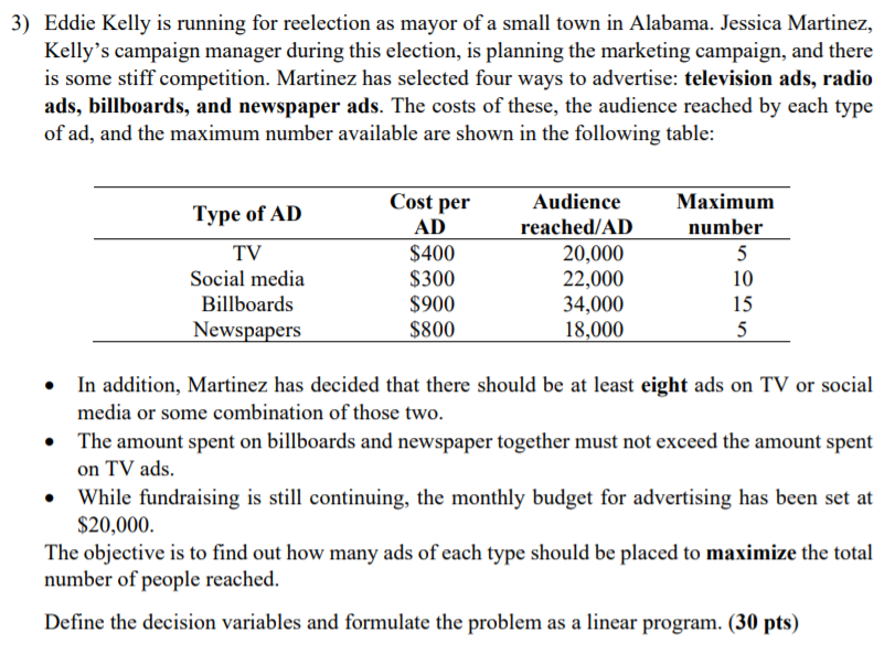 just formulate please no need to answer 3) Eddie