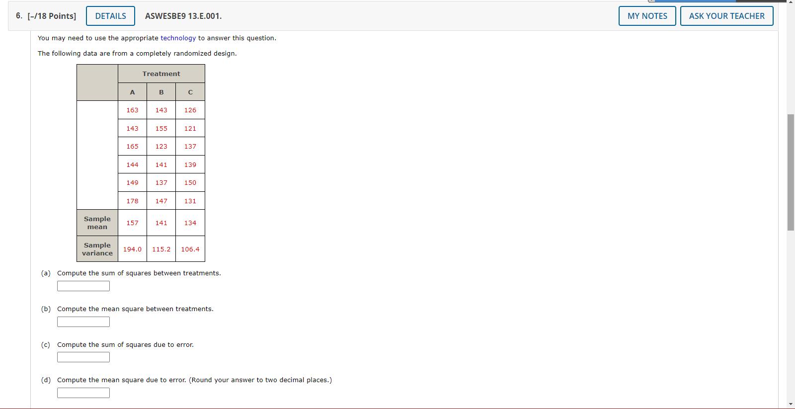 6. [-/18 Points] DETAILS ASWESBE9 13.E.001. MY