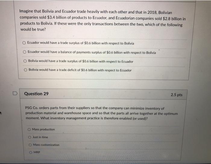 Imagine that Bolivia and Ecuador trade heavily
