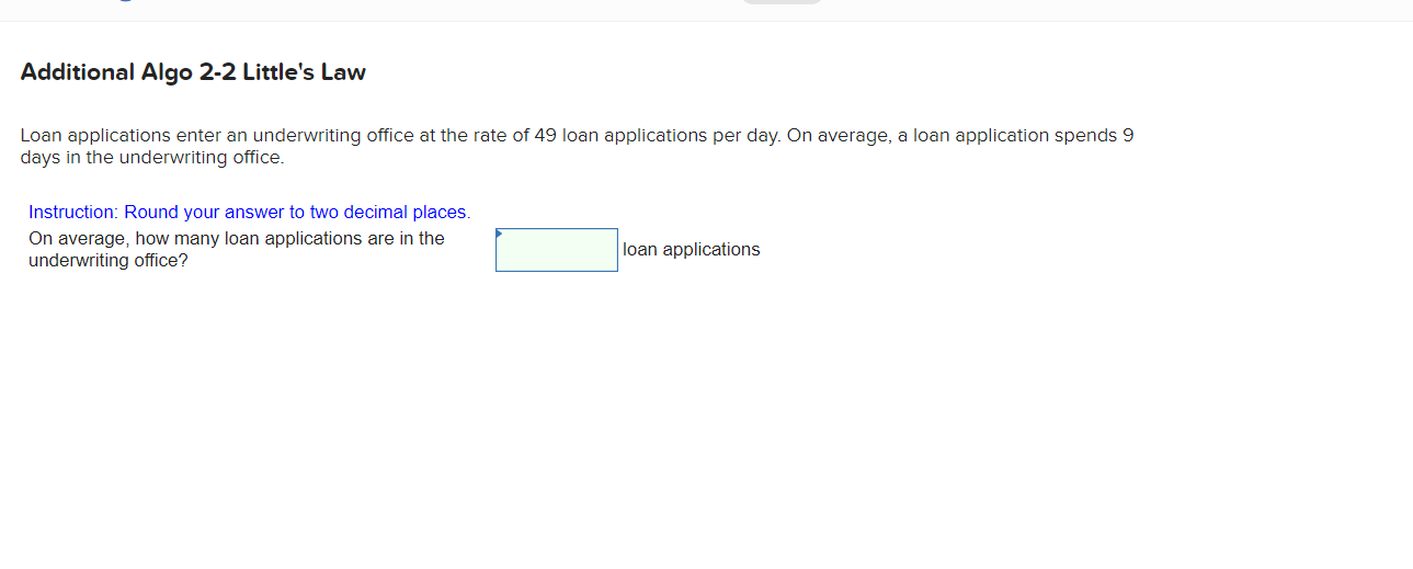 Additional Algo 2-2 Little's Law Loan