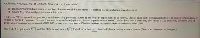 MacDonald Products, Inc. of Clarkson, New York,