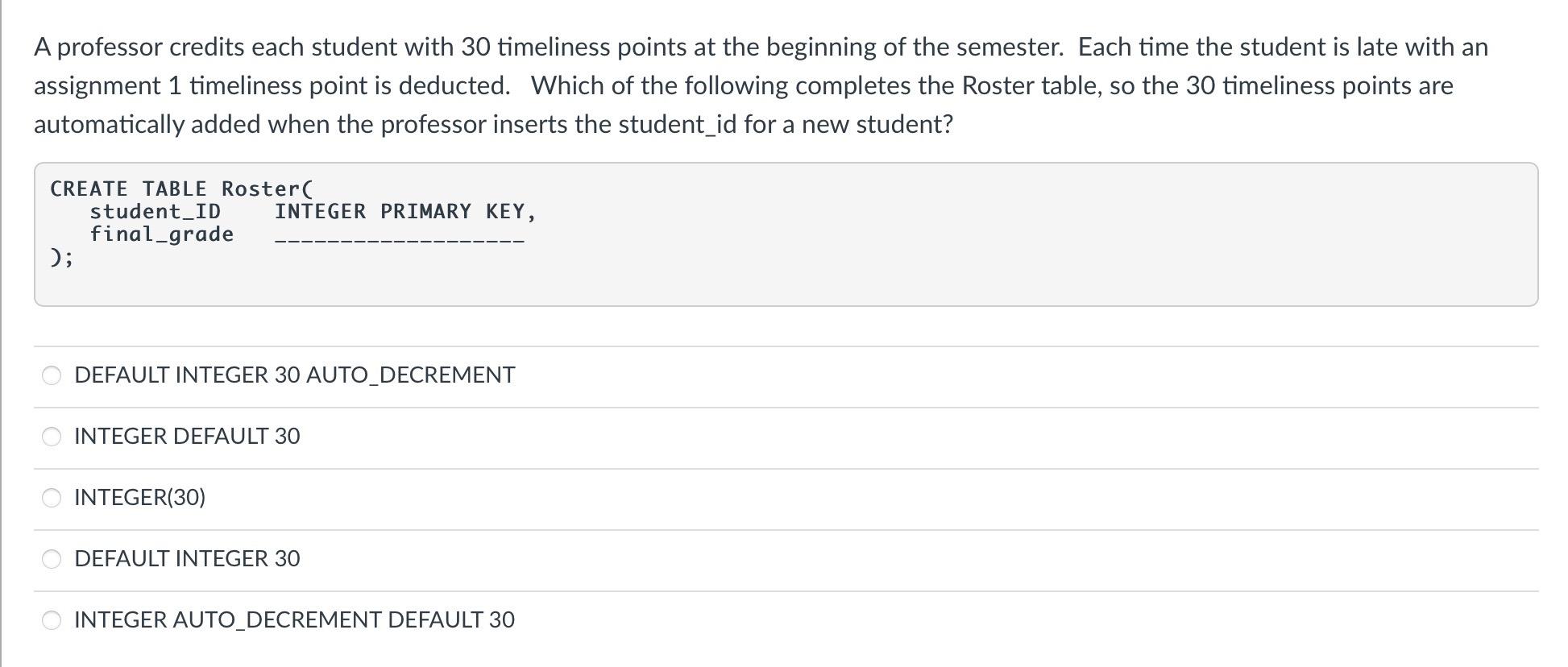 A professor credits each student with 30