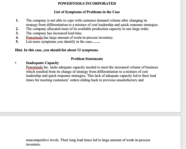 LIST 12 SYMPTOMS. Look at the passage and example