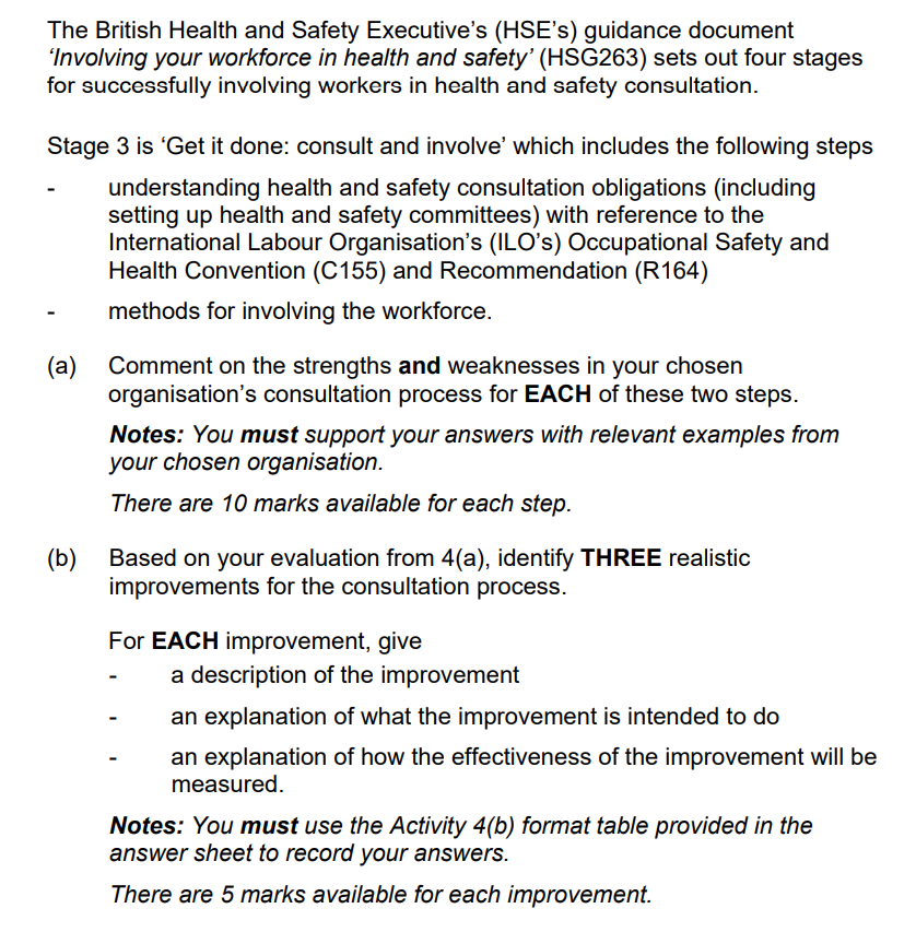 The British Health and Safety Executive's (HSE's)