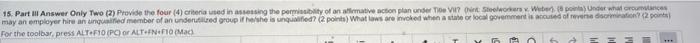 15. Part III Answer Only Two (2) Provide the four