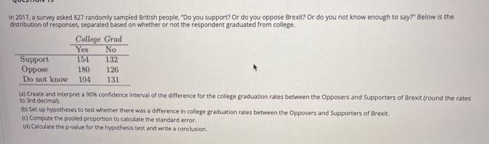 In 2017, a survey asked 827 randomly sampled
