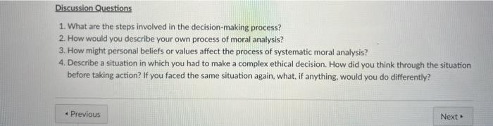 Discussion Questions 1. What are the steps