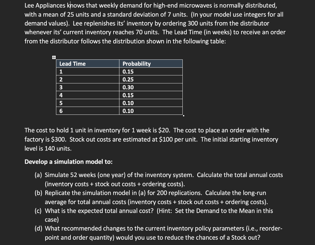 Please show me the excel work with formulas: Lee