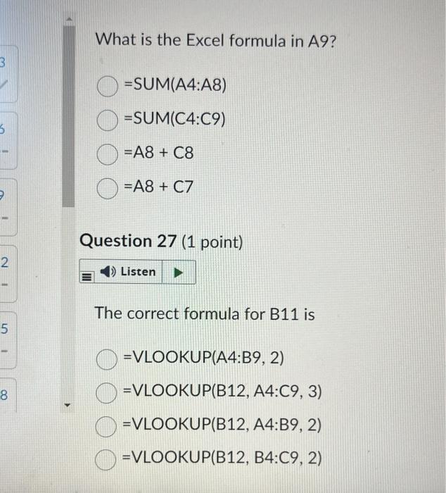 Using the probability distribution in B4:C, the