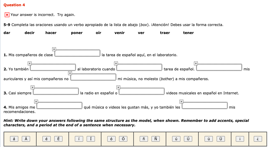 Question 2 Your answer is incorrect. Try again.