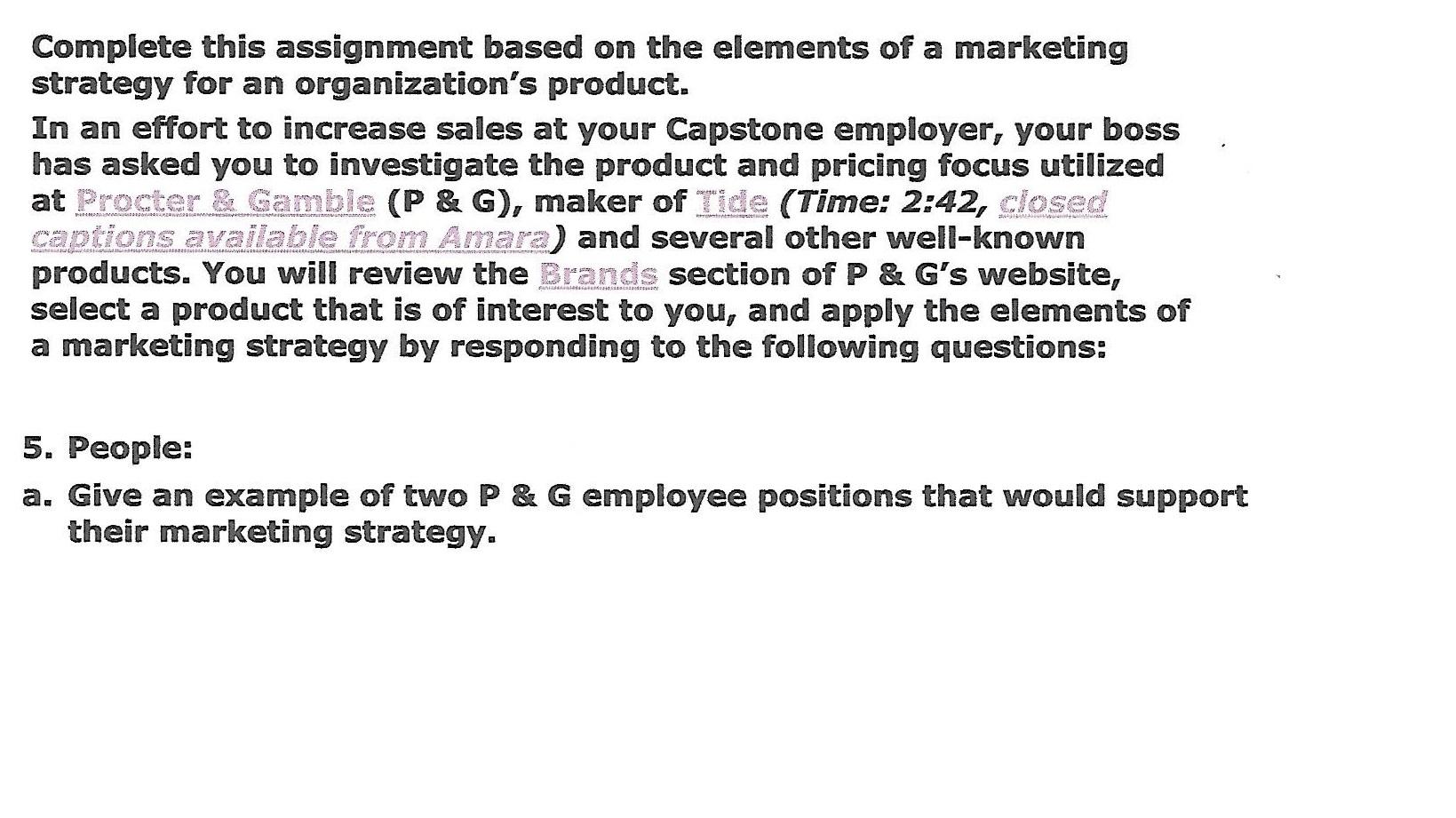 Complete this assignment based on the elements of