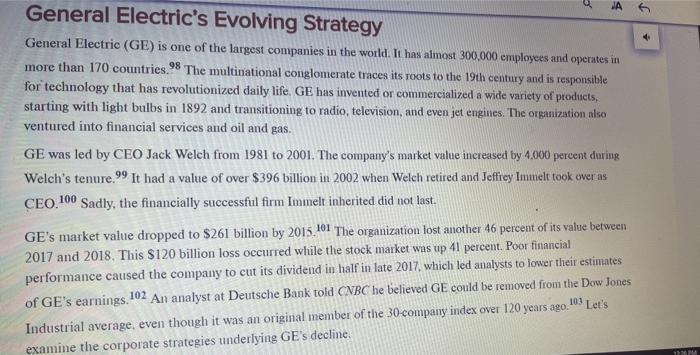general electric's evolving strategy case study.