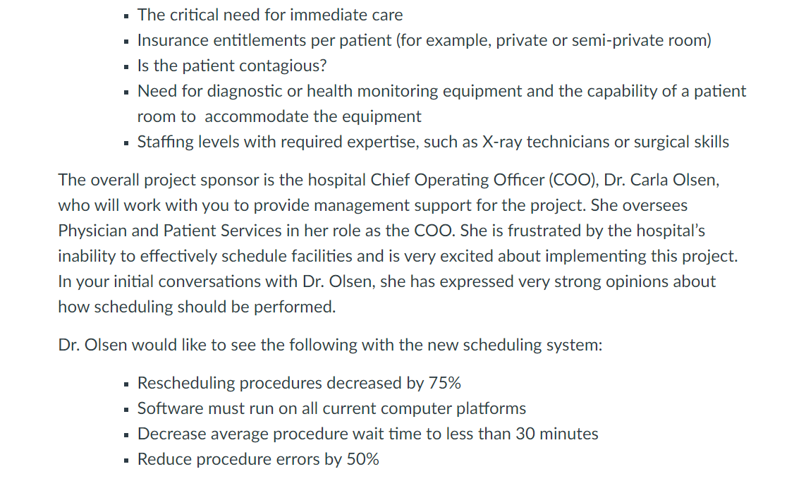 Hospital Project Case Study You are a project