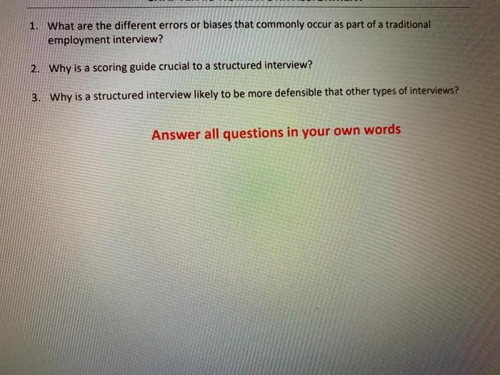 1. What are the different errors or biases that