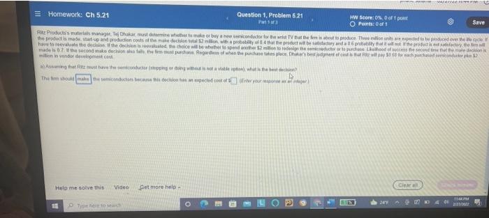 MERCE Homework: Ch 5.21 Question 1. Problem 6.21