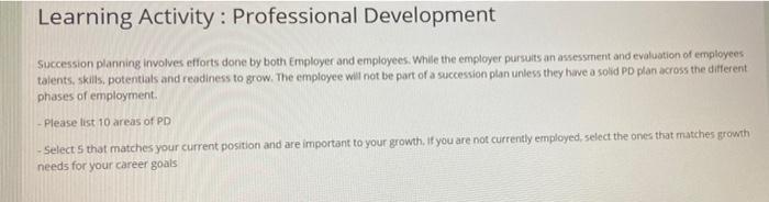 Learning Activity : Professional Development