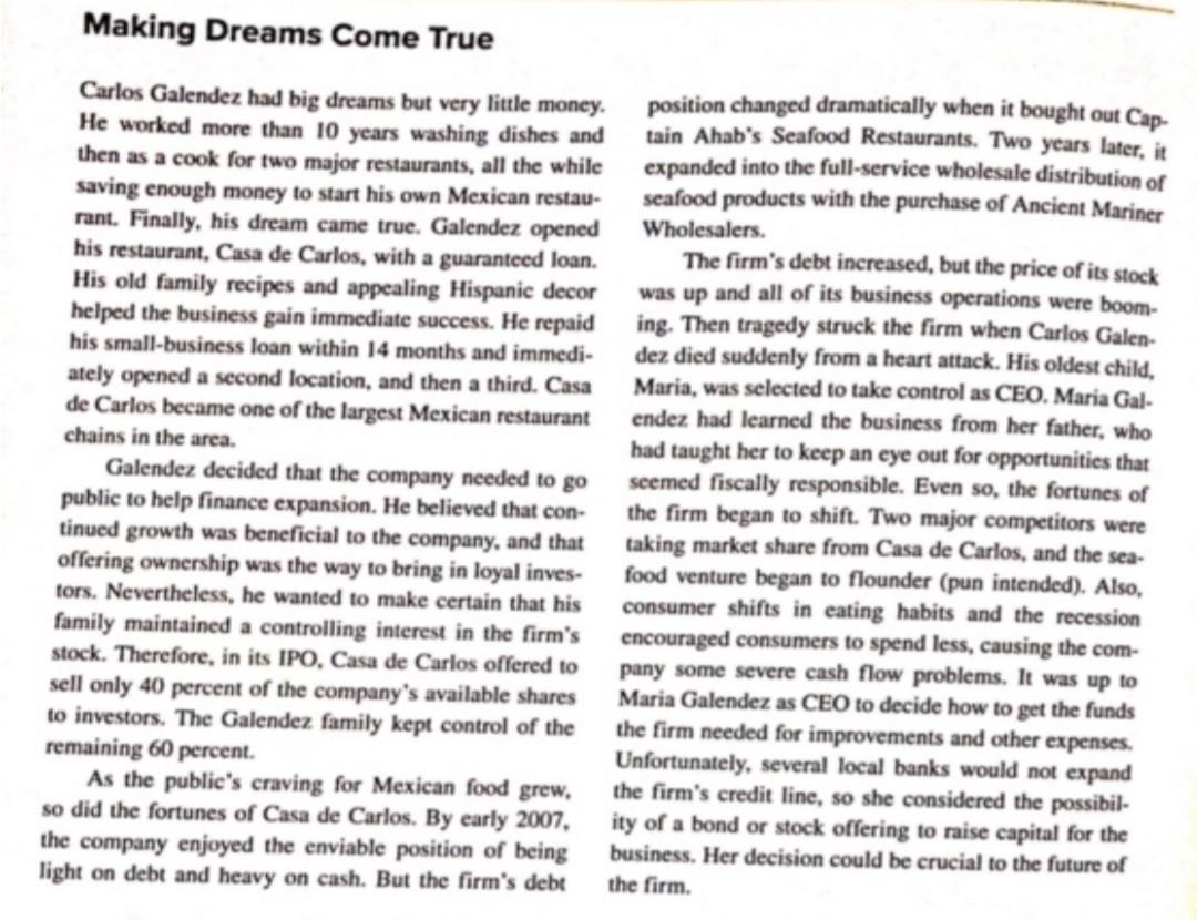 Answer by reading the case provided in