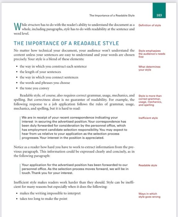 Using the Checklist for Style, revise the