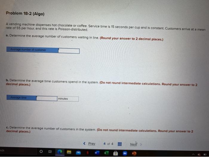 I need help please Problem 18-2 (Algo) A vending