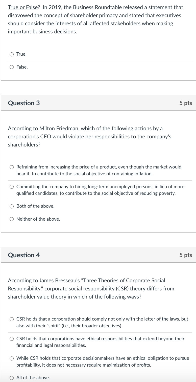 True or False? In 2019, the Business Roundtable