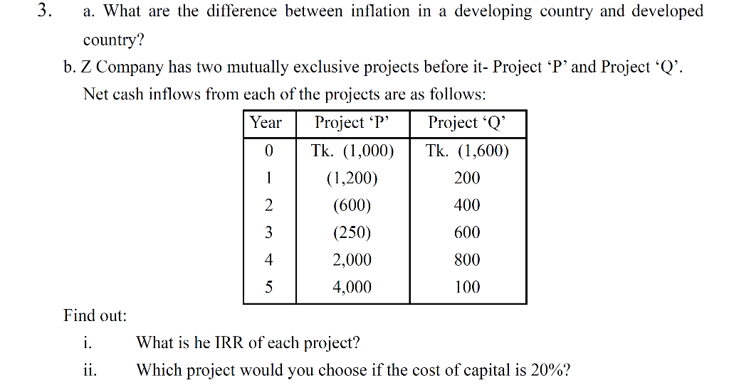 3. a. What are the difference between inflation
