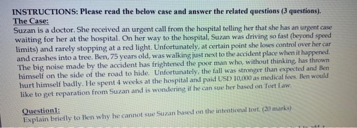 INSTRUCTIONS: Please read the below case and