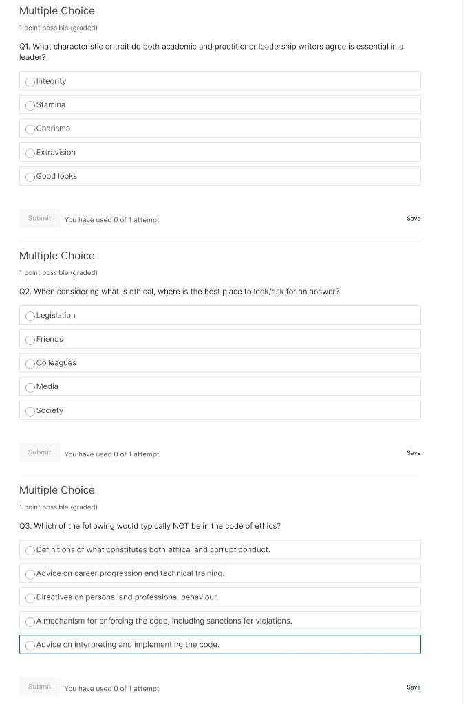 Multiple Choice 1 point possible (graded) Q1.