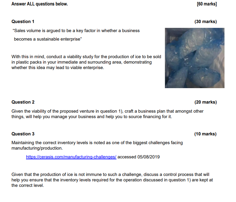 Answer ALL questions below. [60 marks) (30 marks)