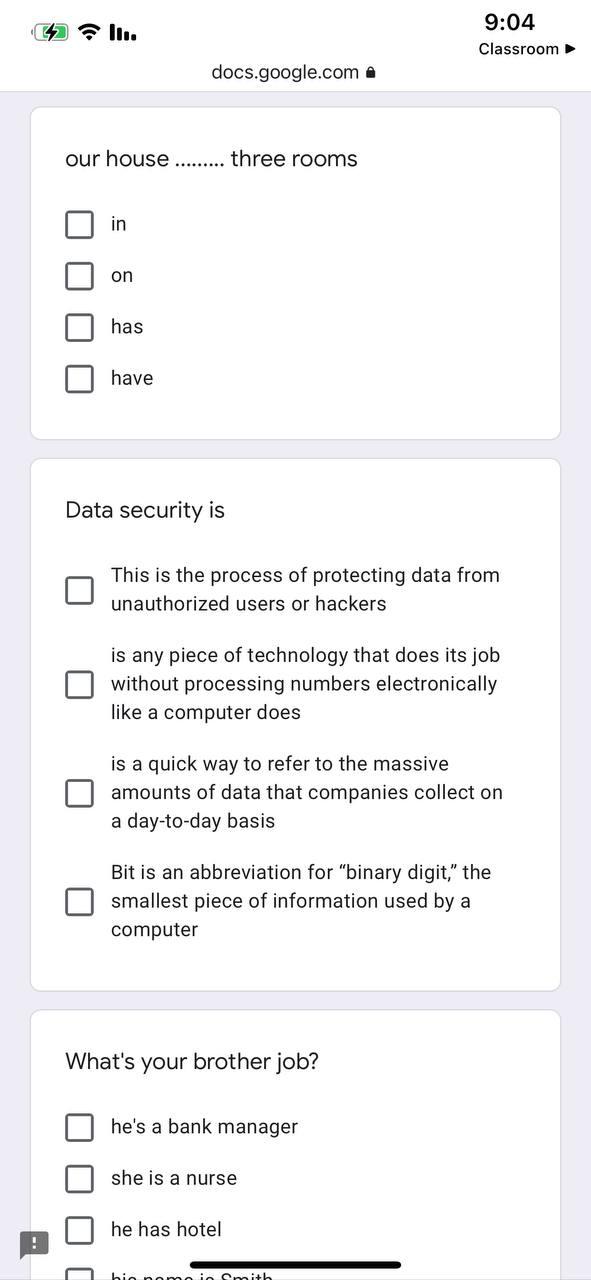i need the answer quickly 9:04 Classroom