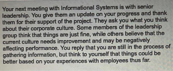 Your next meeting with Informational Systems is