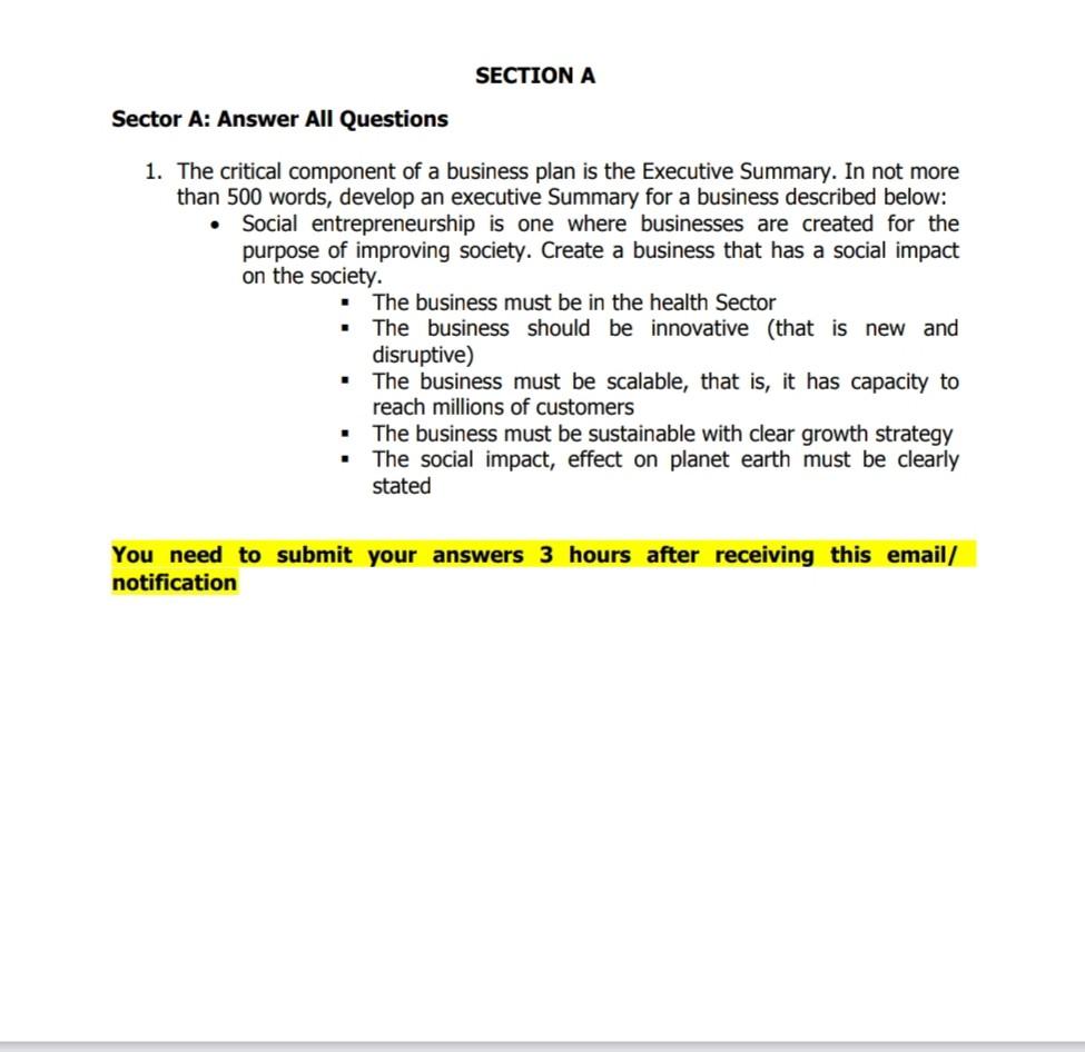 SECTION A Sector A: Answer All Questions 1. The