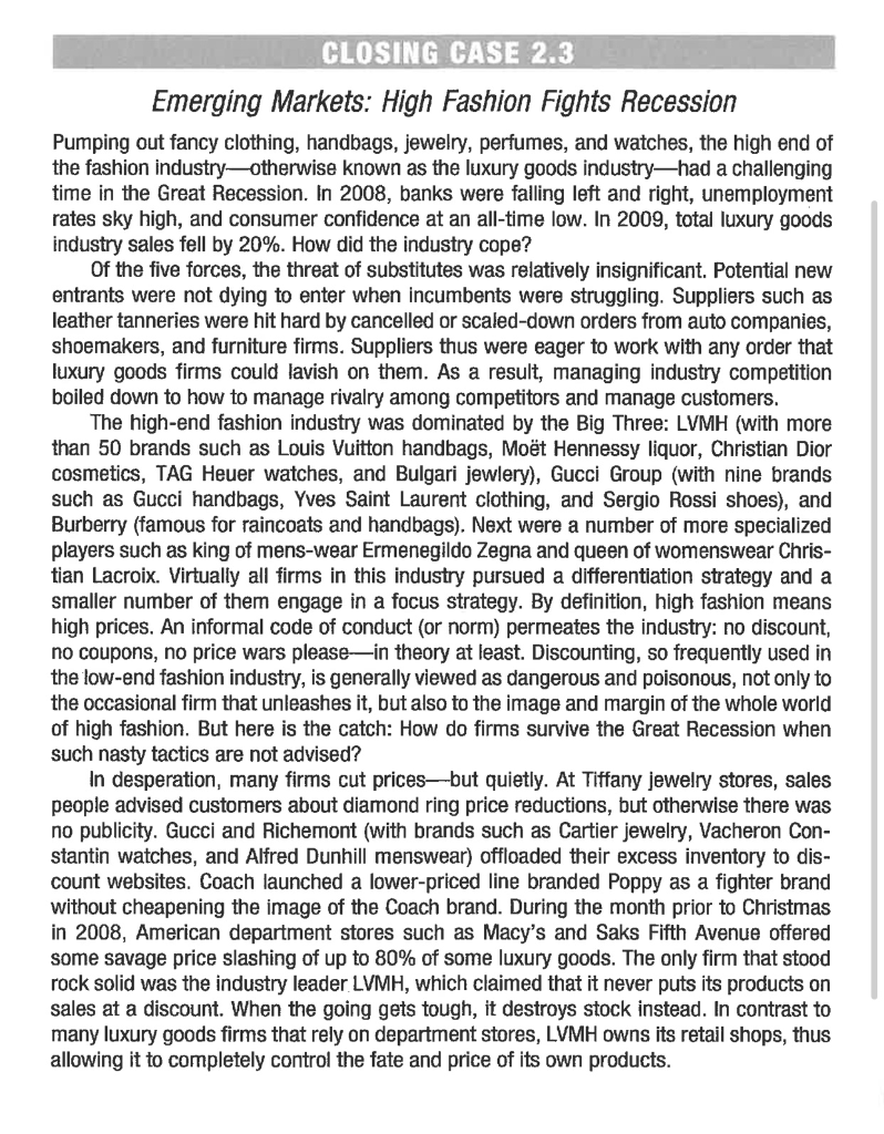 1. Using the five forces framework, how would you