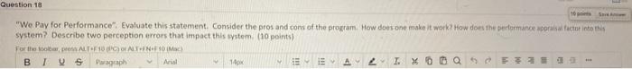 Question 18 10 "We Pay for Performance Evaluate