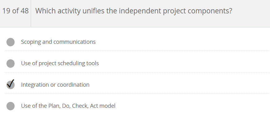 19 of 48 Which activity unifies the independent