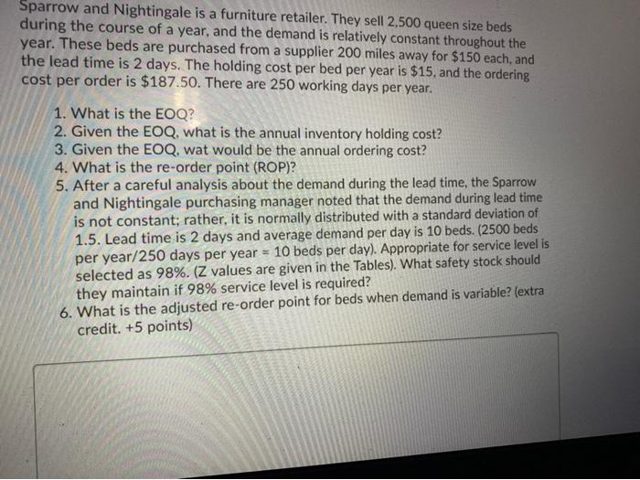 need the answer to number 6 Sparrow and