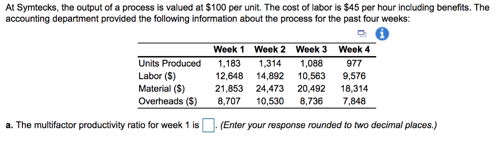 1. At Symtecks, the output of a process is valued