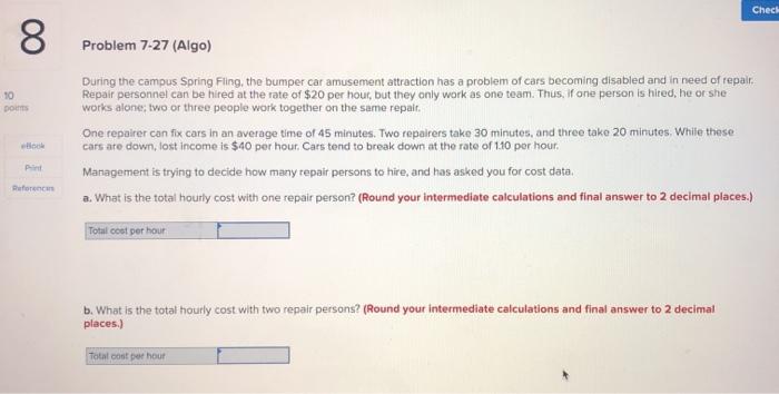 Check 8 10 po Problem 7-27 (Algo) During the